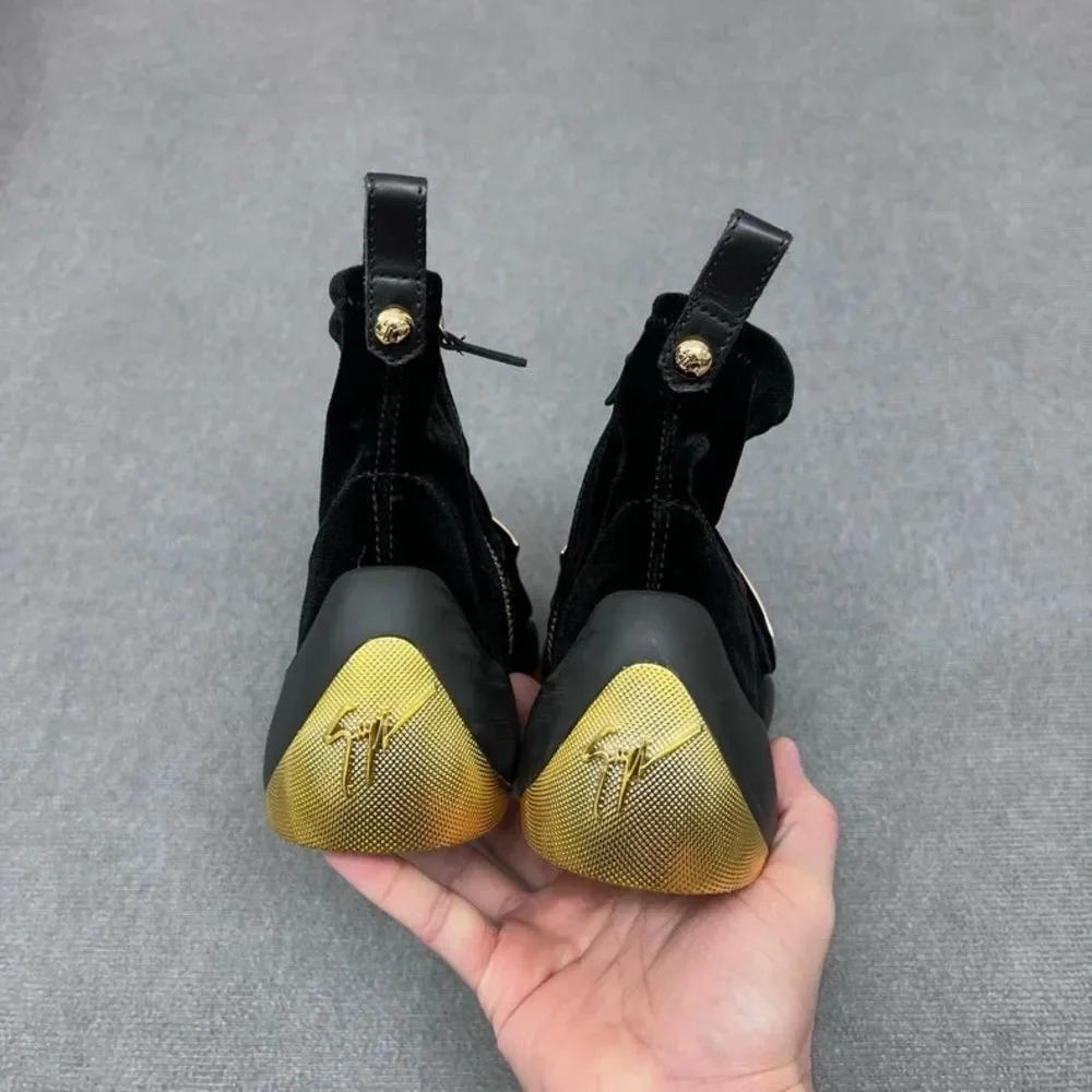 Giuseppe Zanotti Black and Gold Ankle Boots